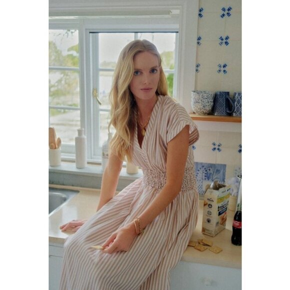 💕MIRTH💕 Granada Dress ~ Bronze Stripe Print Medium - Picture 1 of 16
